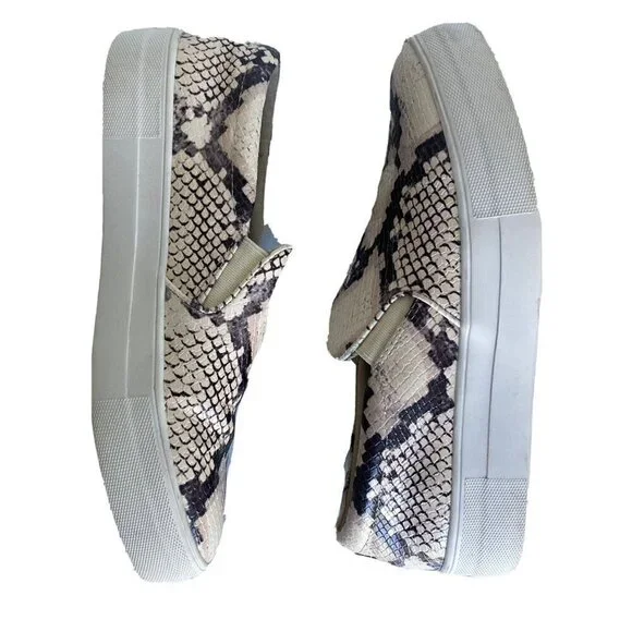 Steve Madden Gills Womens 8M Snake Print Platform Slip on Sneakers Leather Shoes - Picture 6 of 16